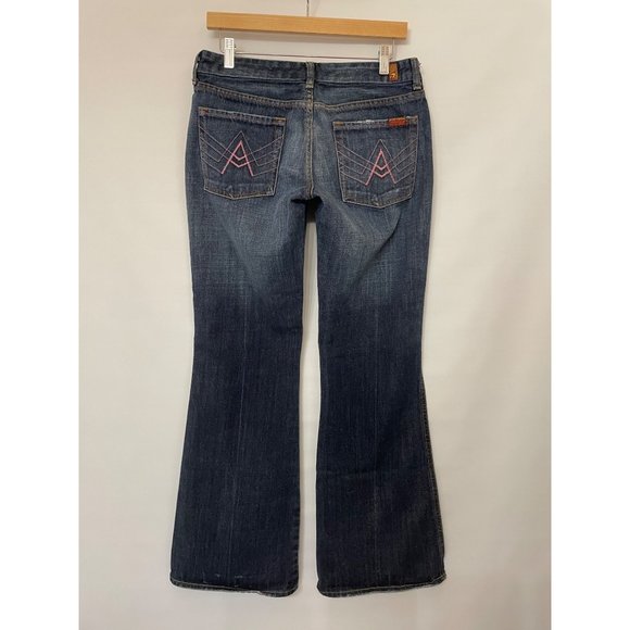 7 For All Mankind Womens 30 A Pocket Bootcut Flare Denim Jeans Low Rise USA Made - Picture 2 of 16